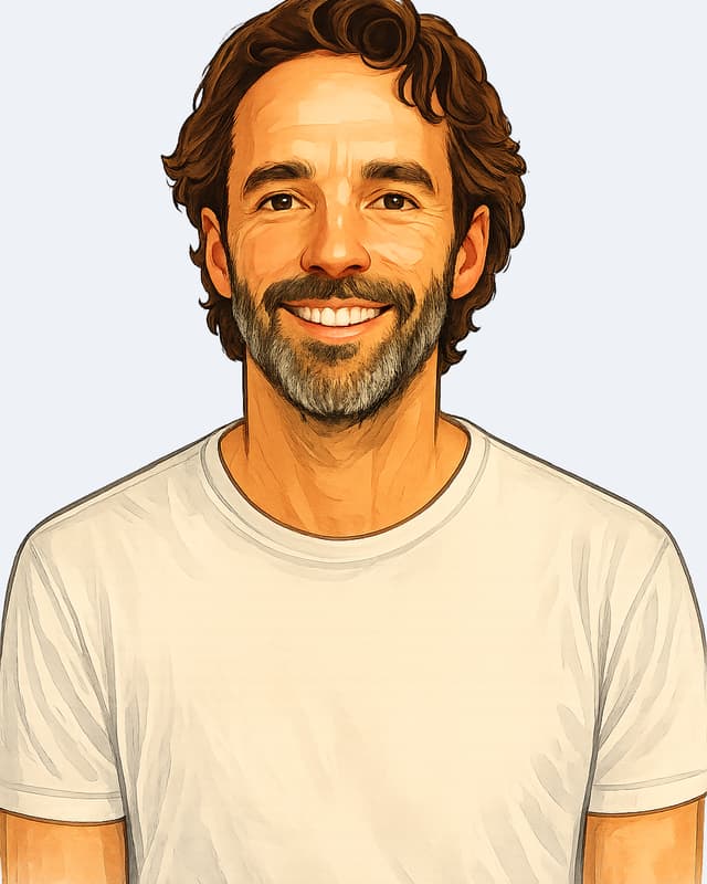 Illustrated portrait of Andy Dumbell